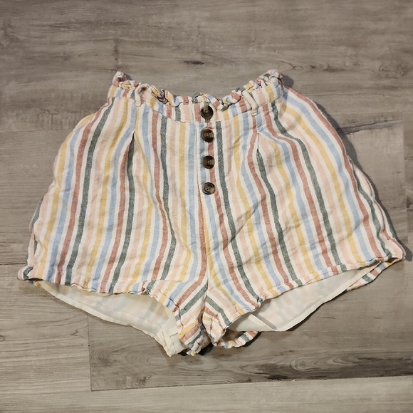 American Eagle Outfitters Pants - High Waist White and Blue Striped Shorts